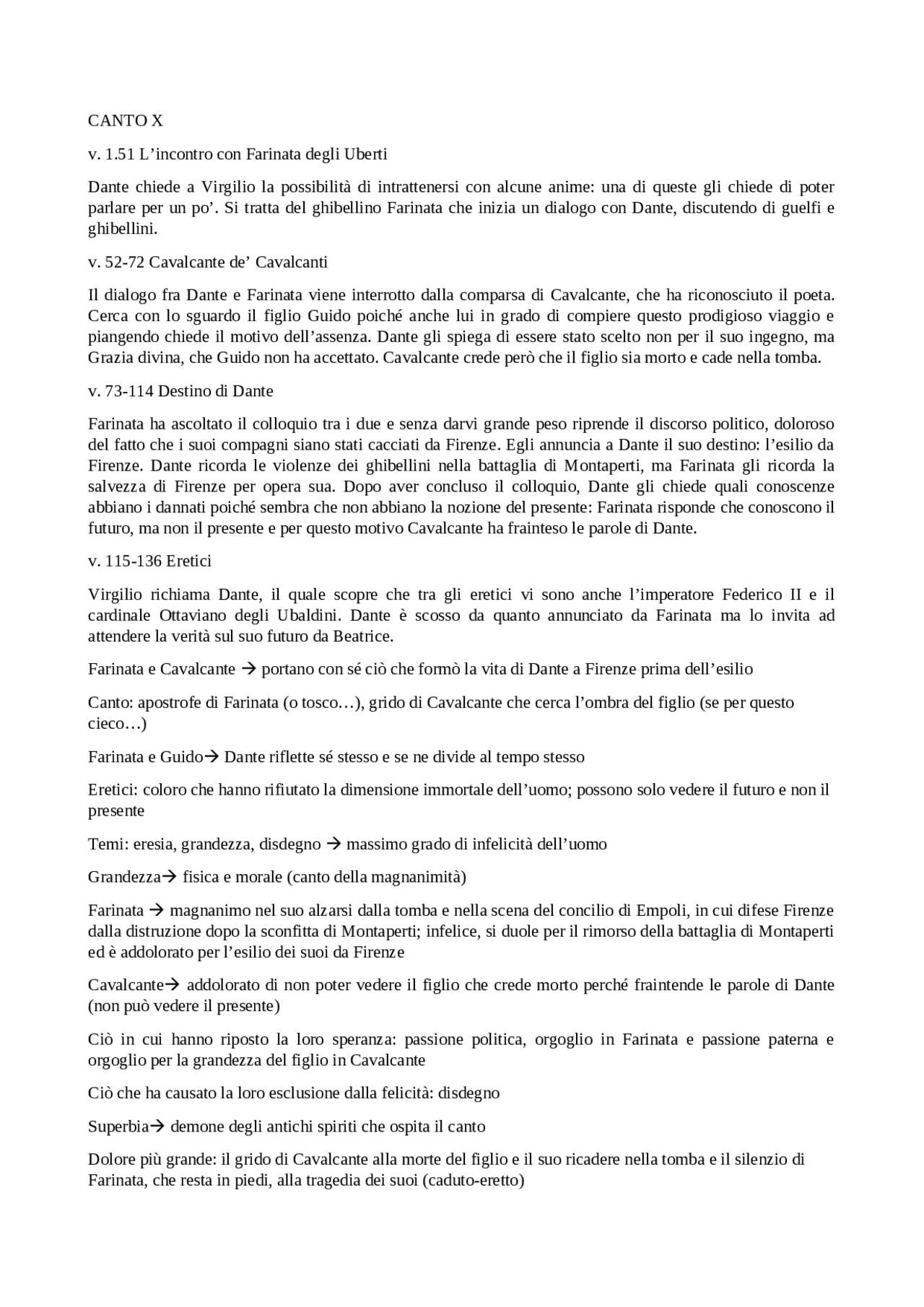 Decimo canto Inferno Docsity