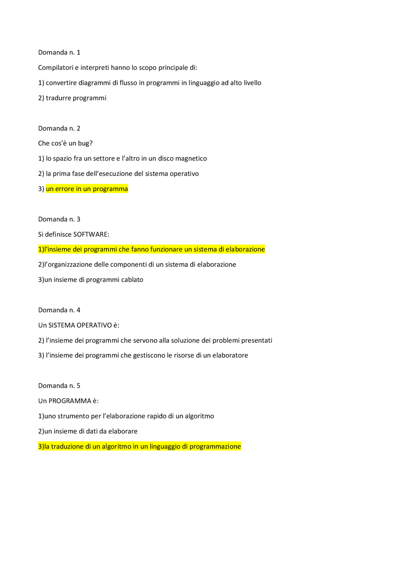 Risposte corso coding asset | Esercizi di Informatica | Docsity