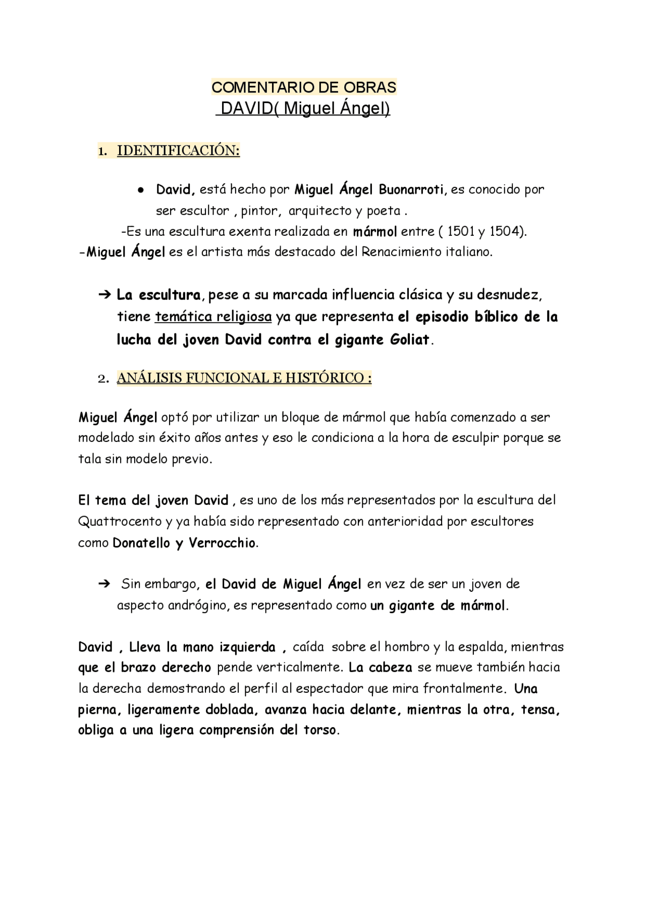 Que Lleva David De Miguel ángel En Su Mano Izquierda Comentario Artístico (Evau) de David de Miguel Ángel - Docsity