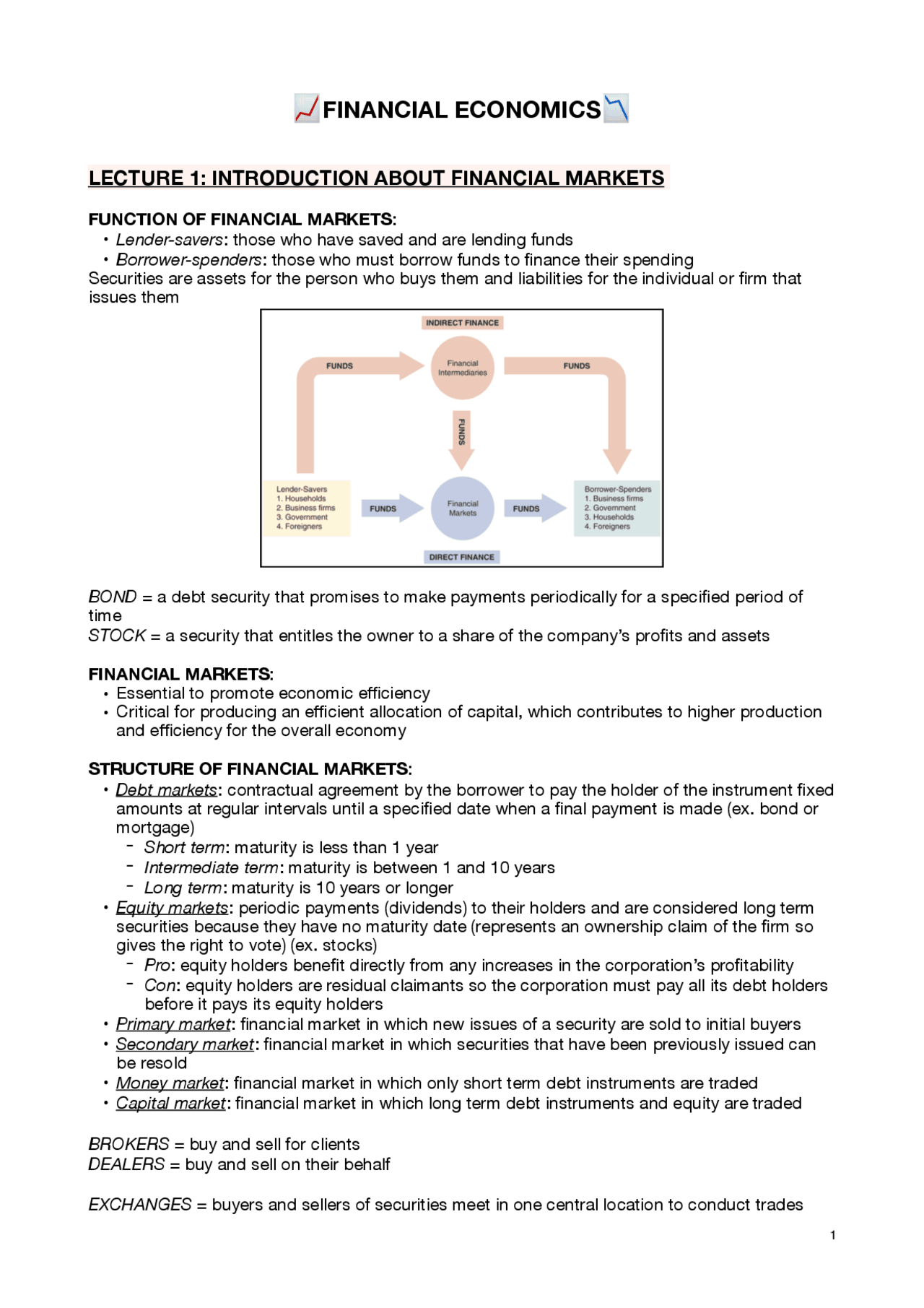 Pdf Example Financial Economics Financial Economics (notes) - Docsity