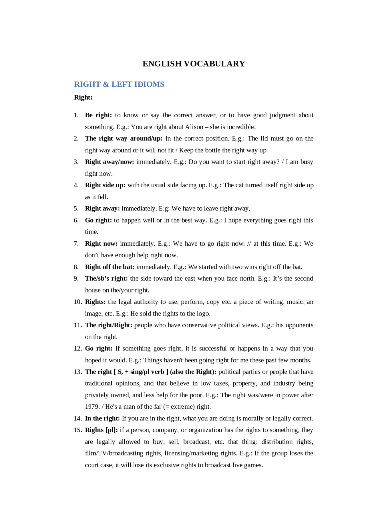 Vocabulario De Inglés Docsity