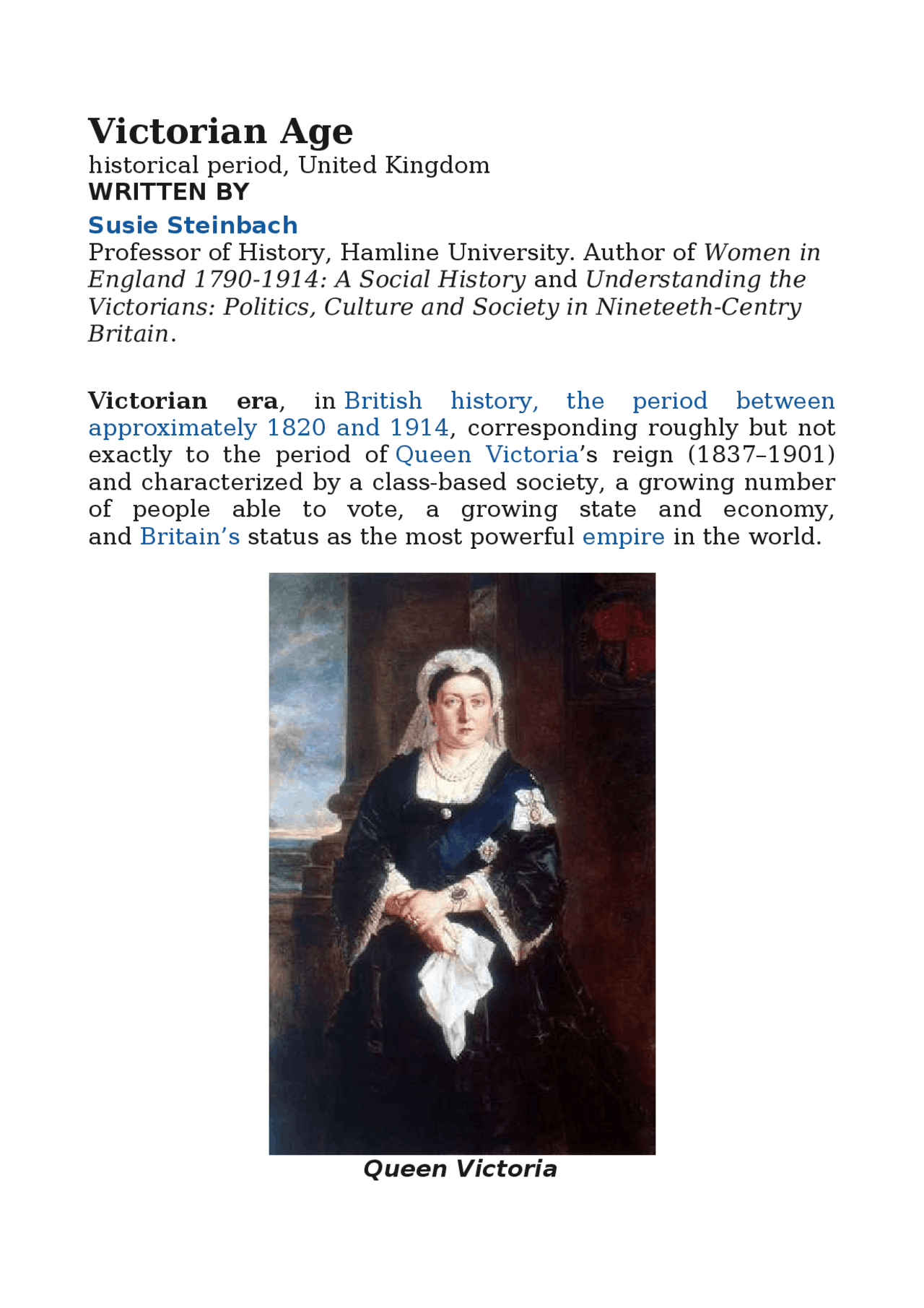 Victorian age summary Docsity