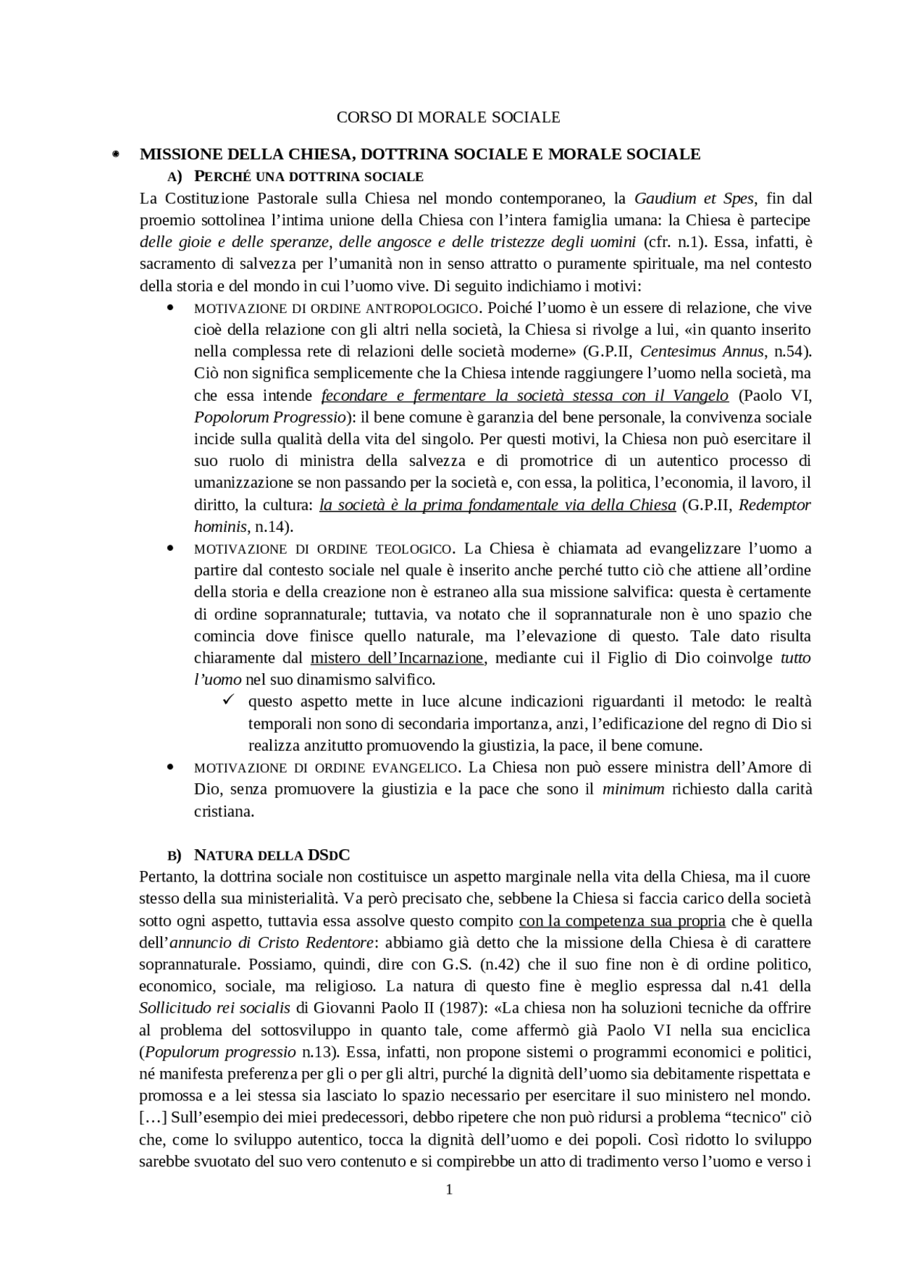 Corso di Morale Sociale Docsity