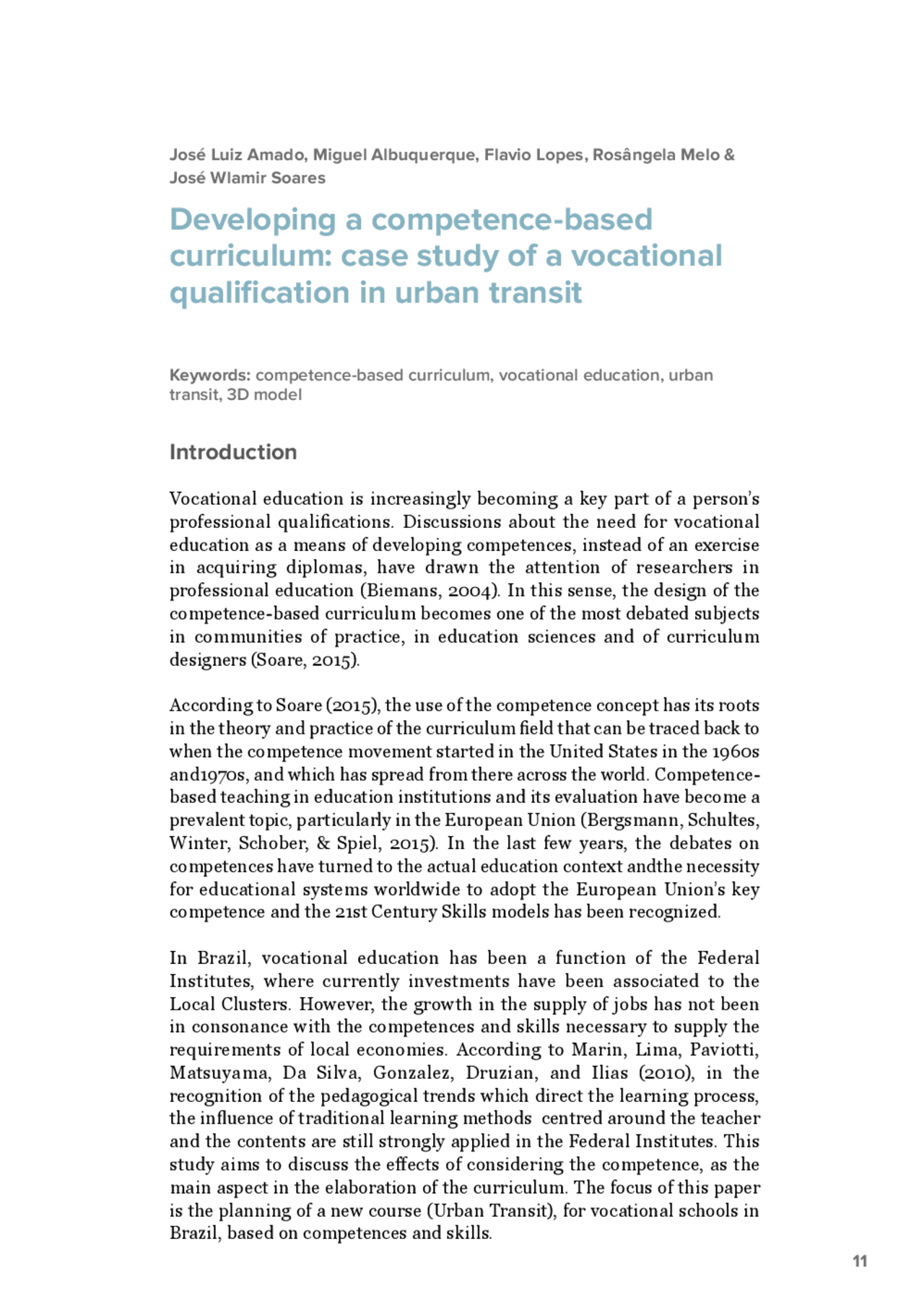 Developing a competence-based curriculum: case study of a vocational ...