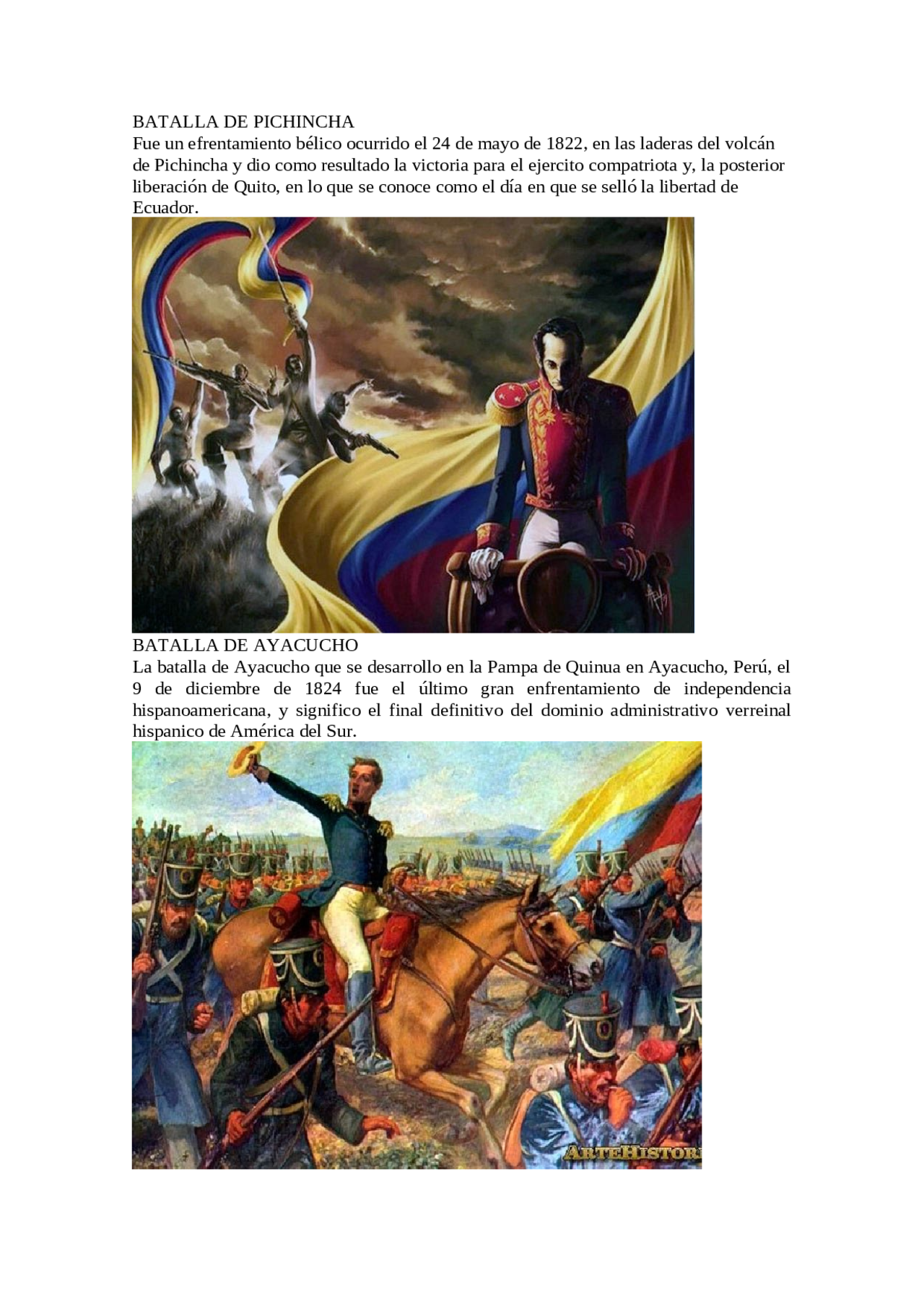 Batallas De Sucre Resumen Corto Docsity