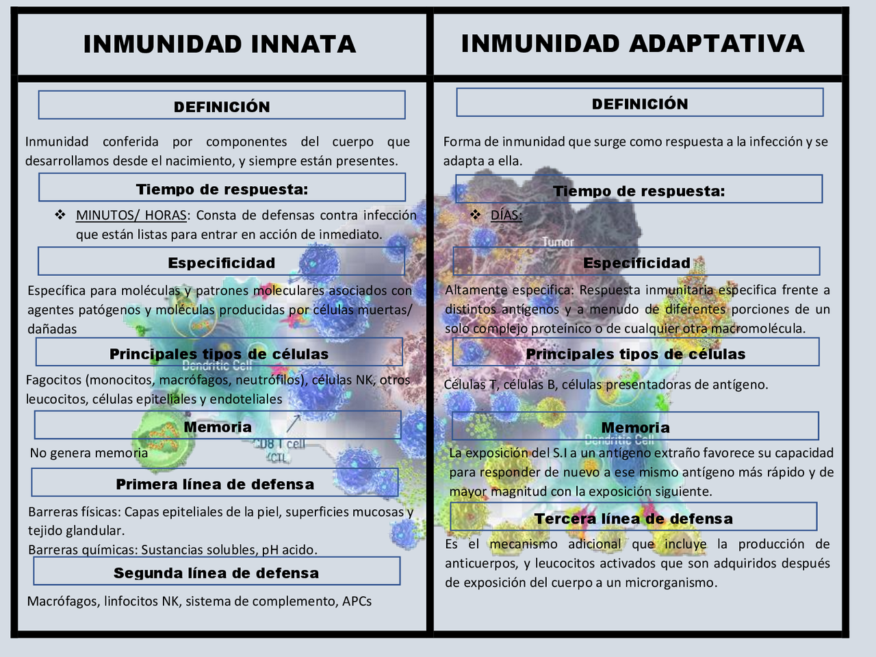 TIPOS DE INMUNIDAD INNATA Y ADAPTATIVA | Esquemas y mapas conceptuales ...