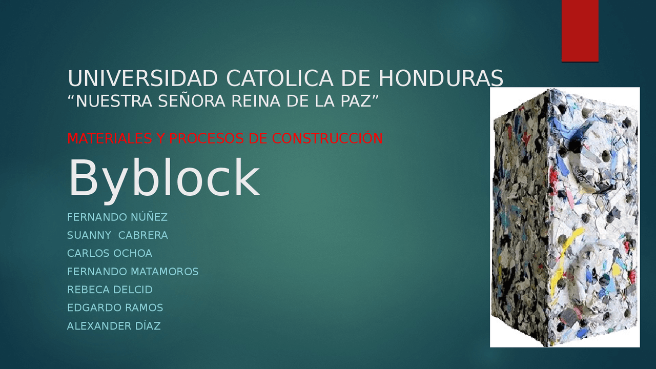 Byblock Project Byblock material reciclado - Docsity