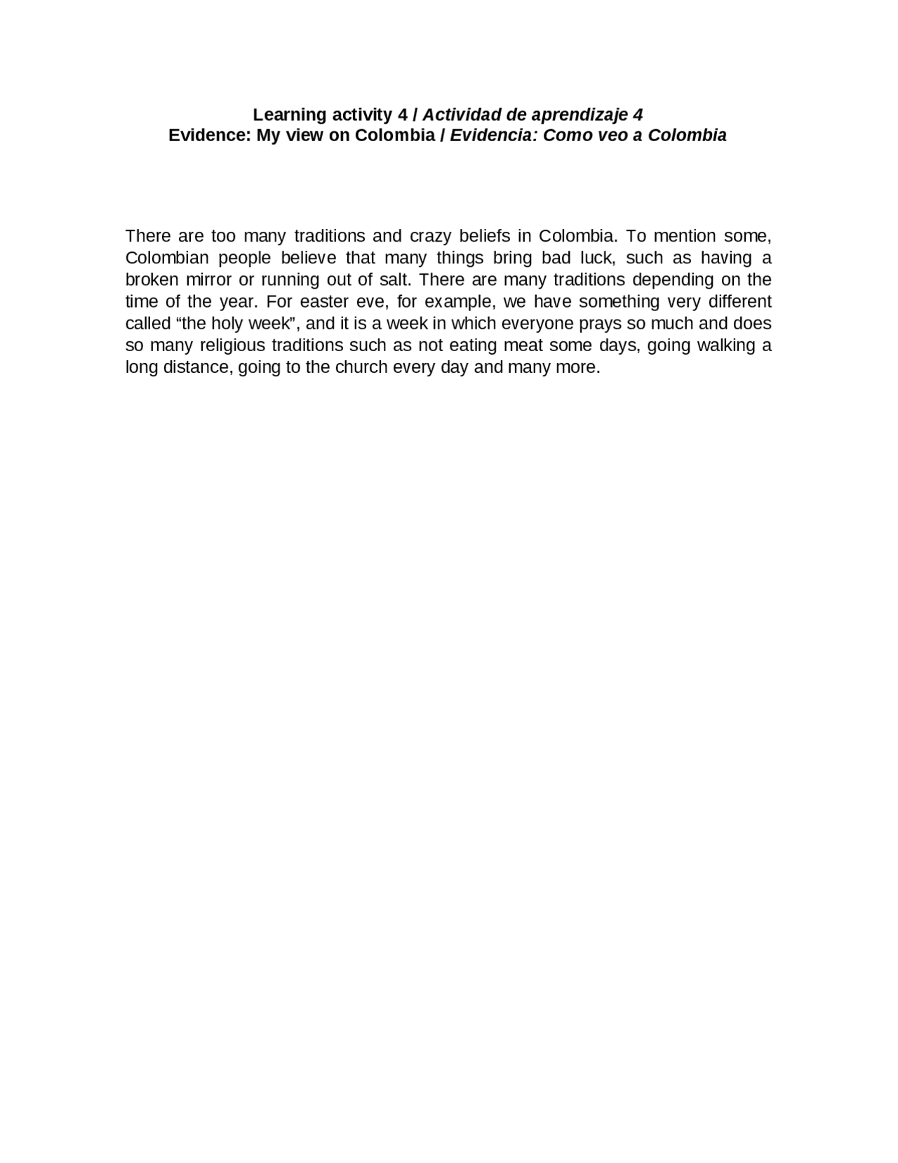 MY VIEW ON COLOMBIA - Docsity