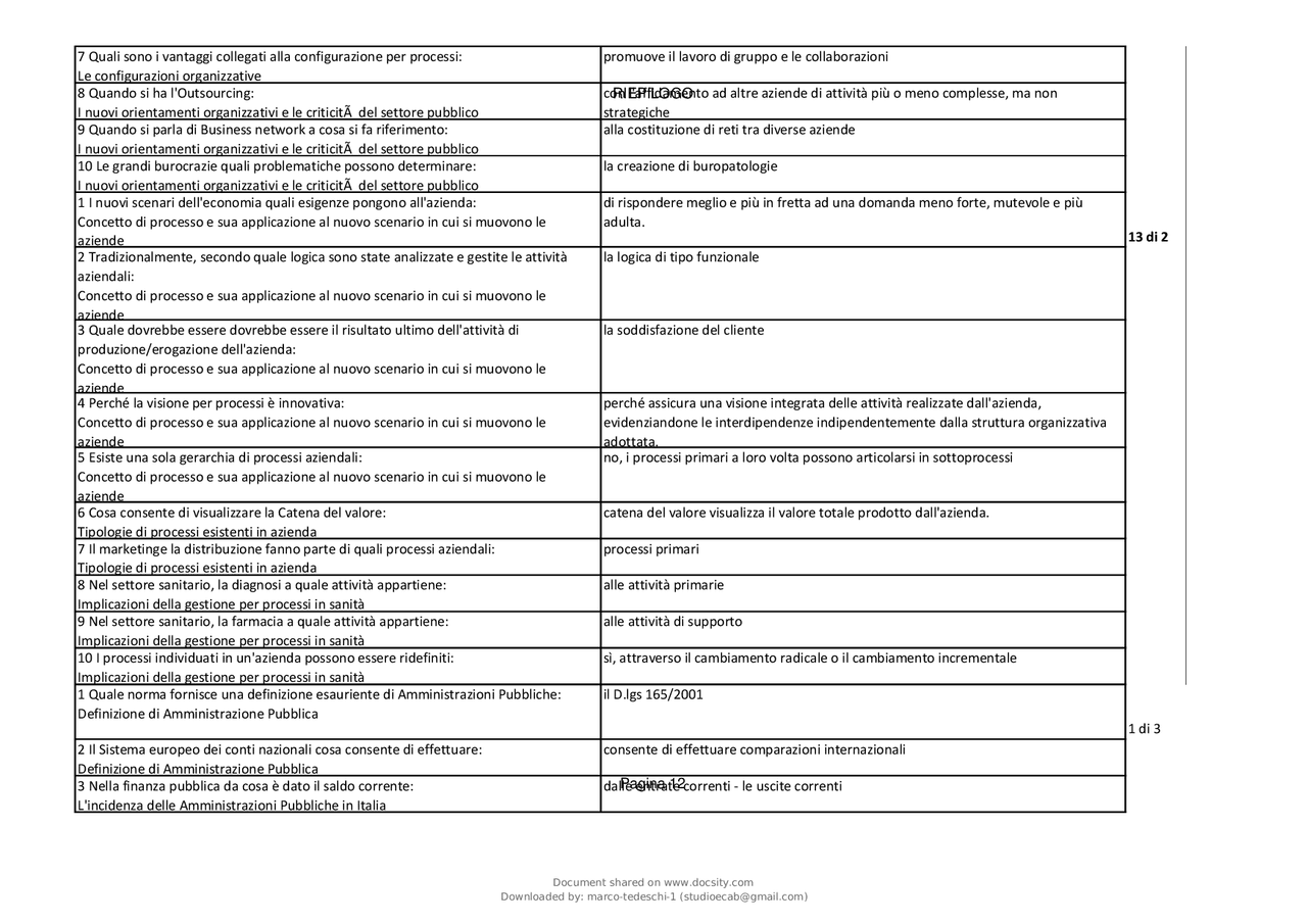 Economia aziendale | Esercizi di Economia Aziendale | Docsity