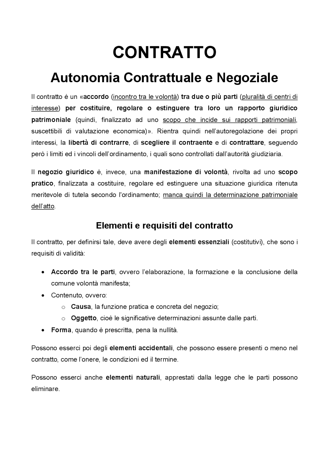 Il contratto autonomia contrattuale e negoziale Docsity