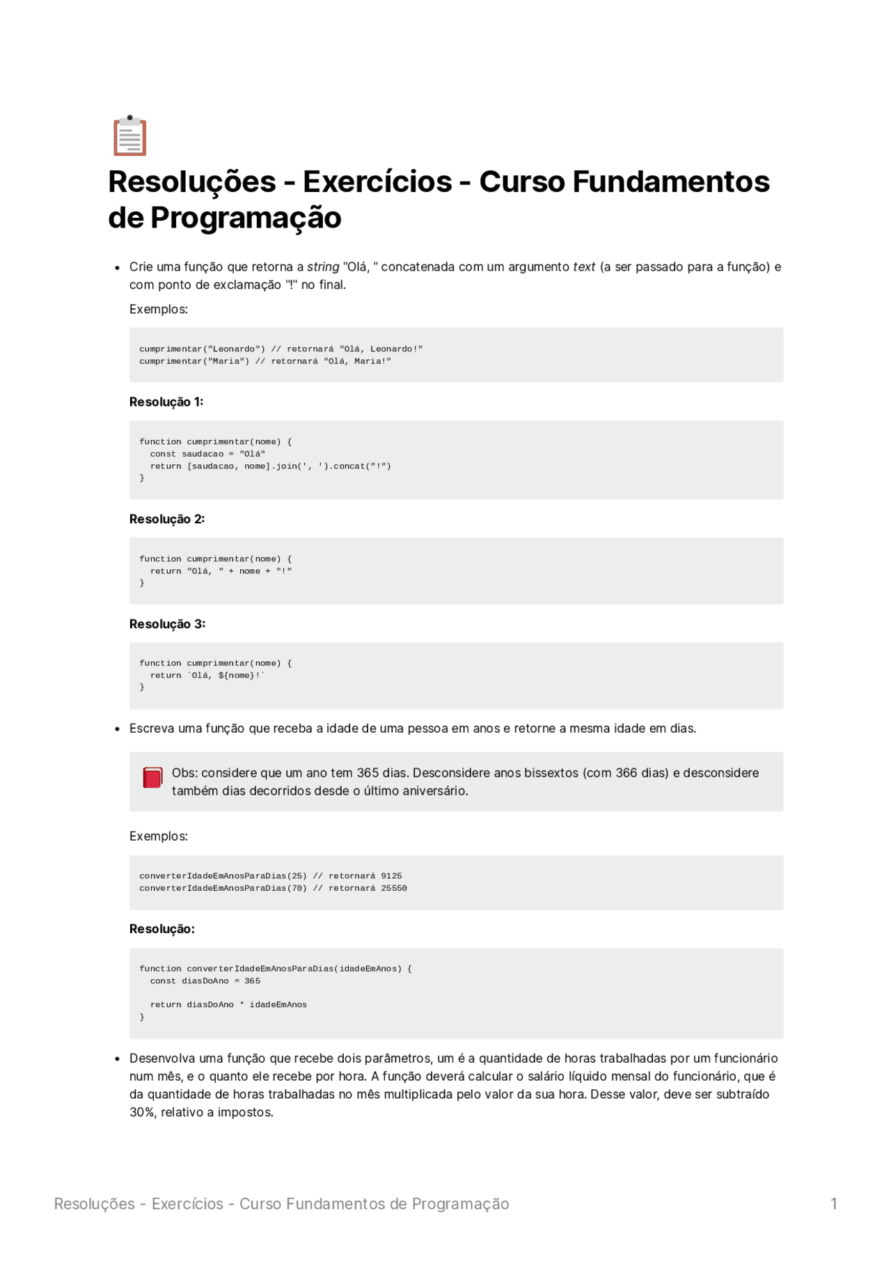 Exercício feito(programação) javaScript | Exercícios Programação em C ...