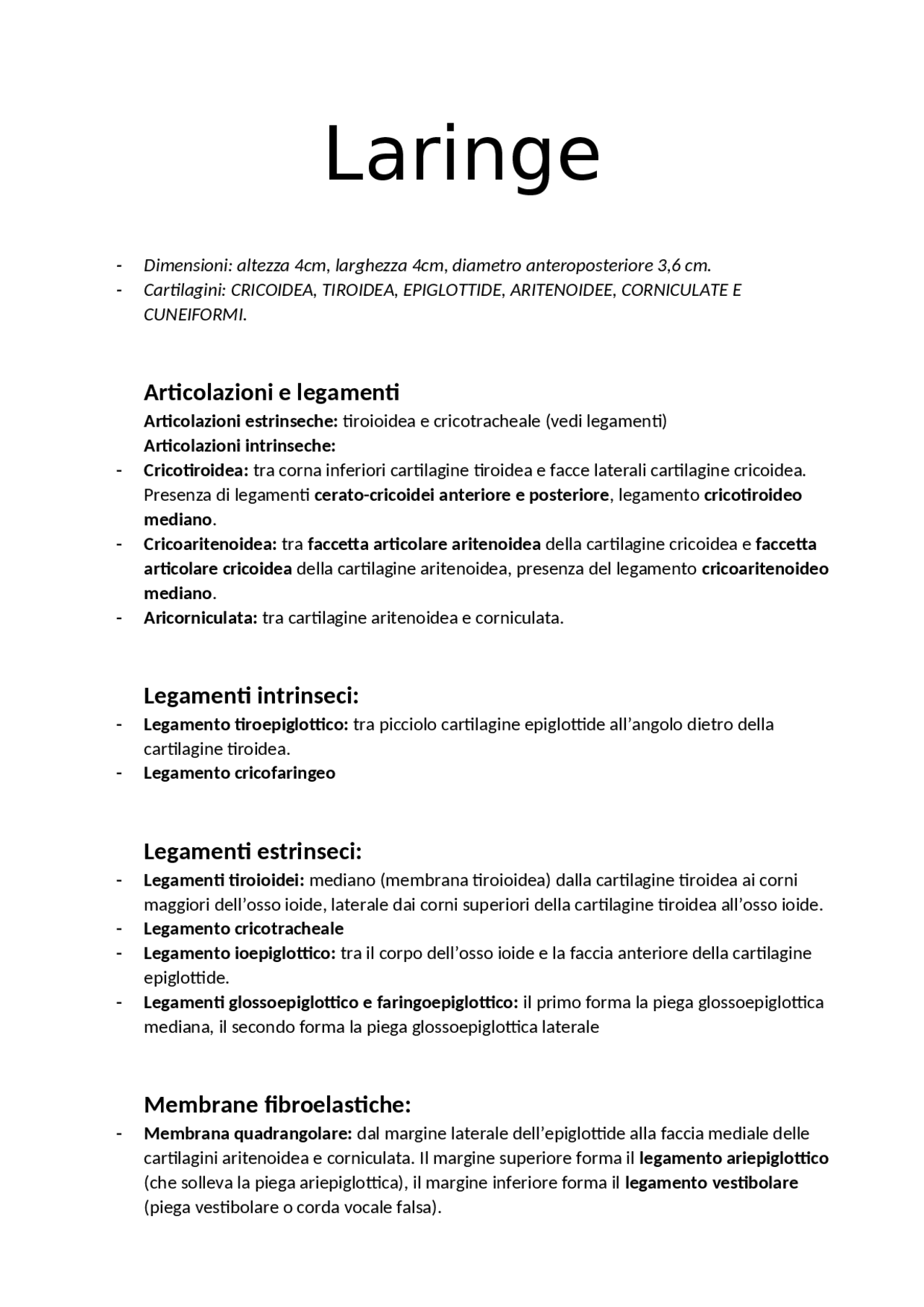 Schema riassuntivo Laringe, muscoli e legamenti Docsity Schema riassuntivo Laringe, muscoli e legamenti Docsity