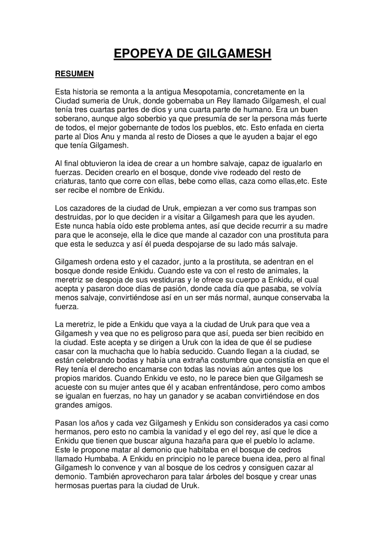 Resumen Epopeya Gilgamesh Docsity Resumen Epopeya Gilgamesh Docsity