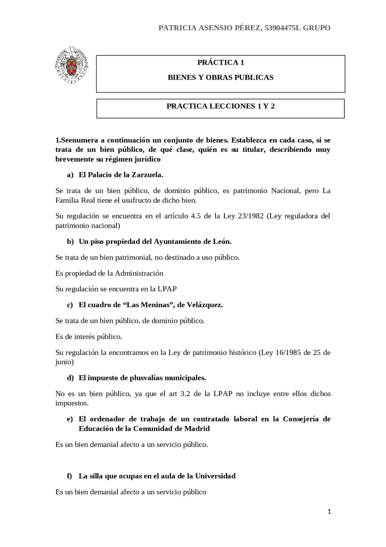 PRACTICA I BIENES Y OBRAS PUBLICAS - Docsity
