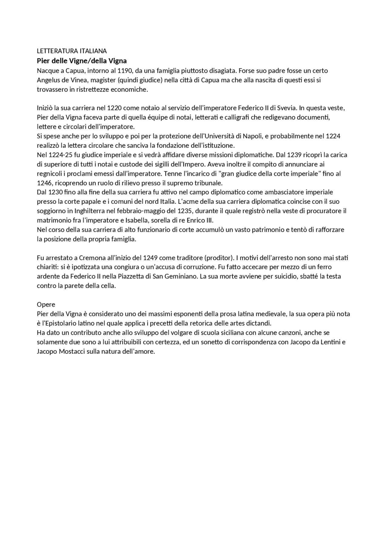 Pier De la Vigne, vita Docsity