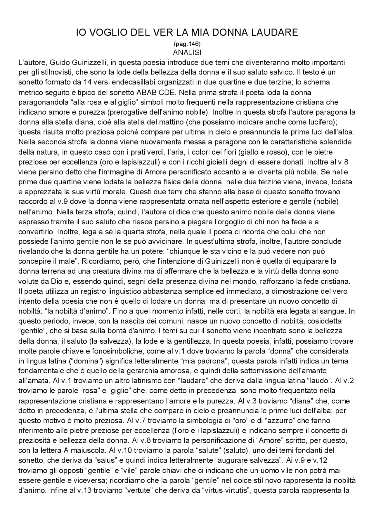 LETTERATURA ITALIANA io voglio del ver la mia donna laudare Docsity LETTERATURA ITALIANA io voglio del ver la mia donna laudare Docsity