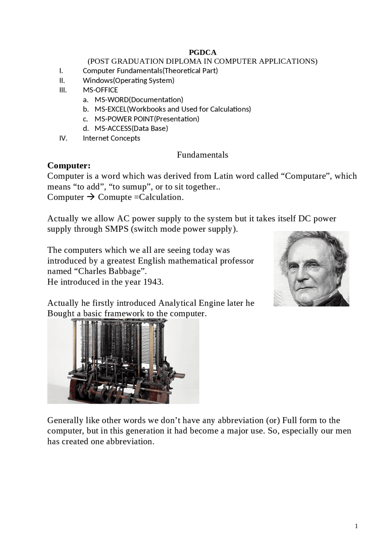Computer Basics and Full Ms-Office Notes - Docsity