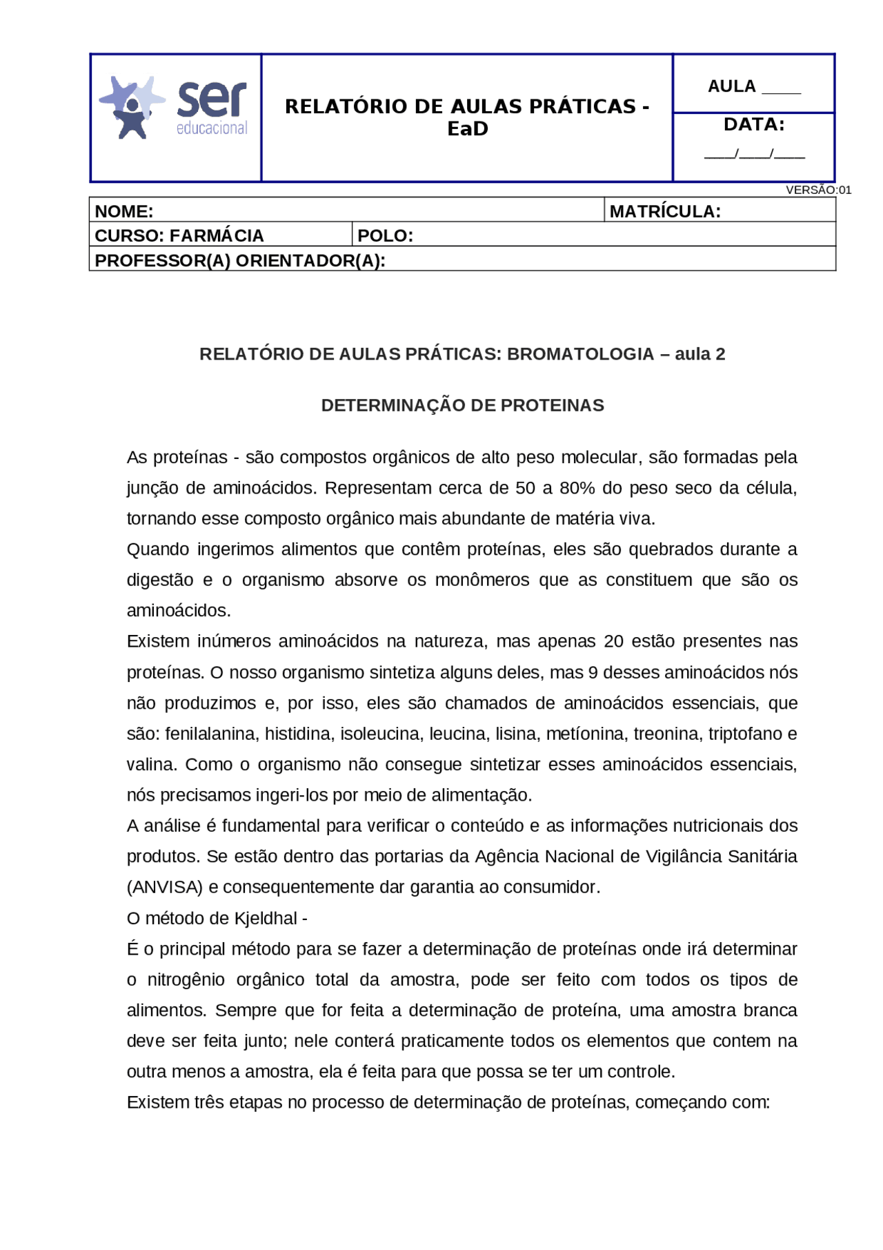 Modelo De Relatorio/modelo De Relatorio De Aula Pratica