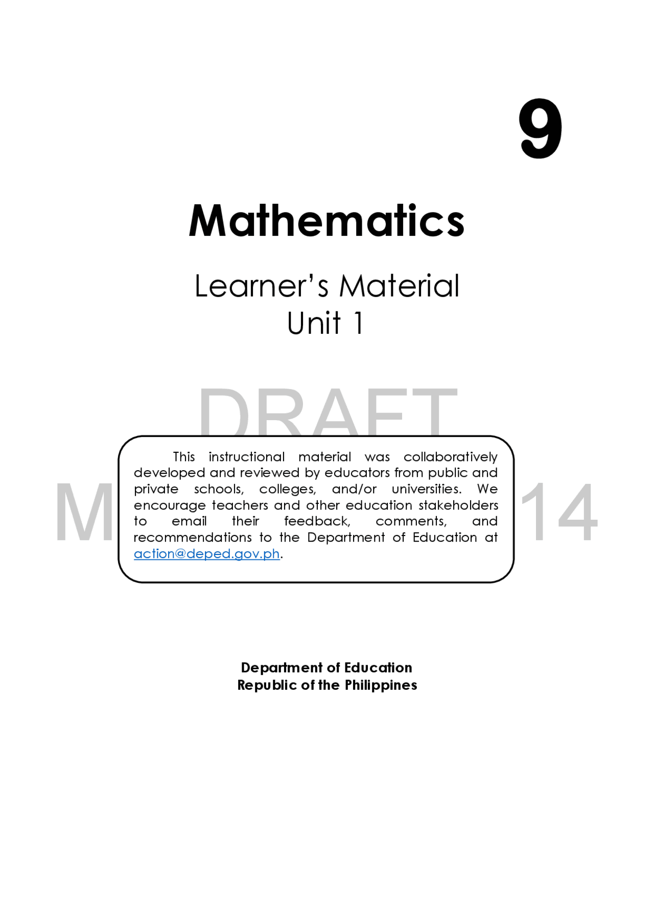 Math 9 Learning Module - Docsity