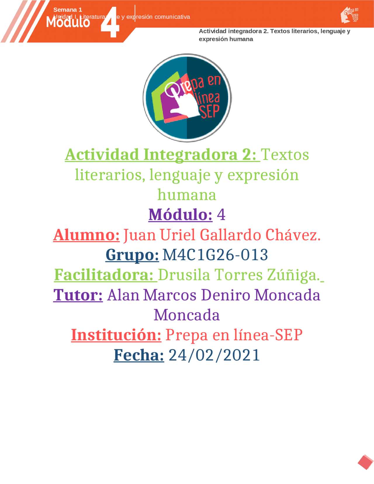 Actividad Integradora 2 Módulo 4 Docsity