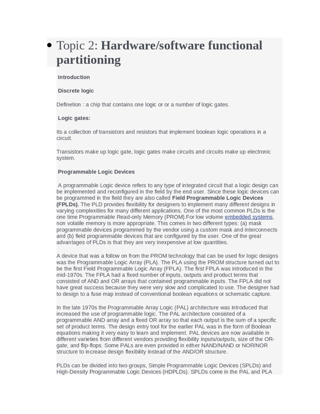 Hardware software partitioning - Docsity