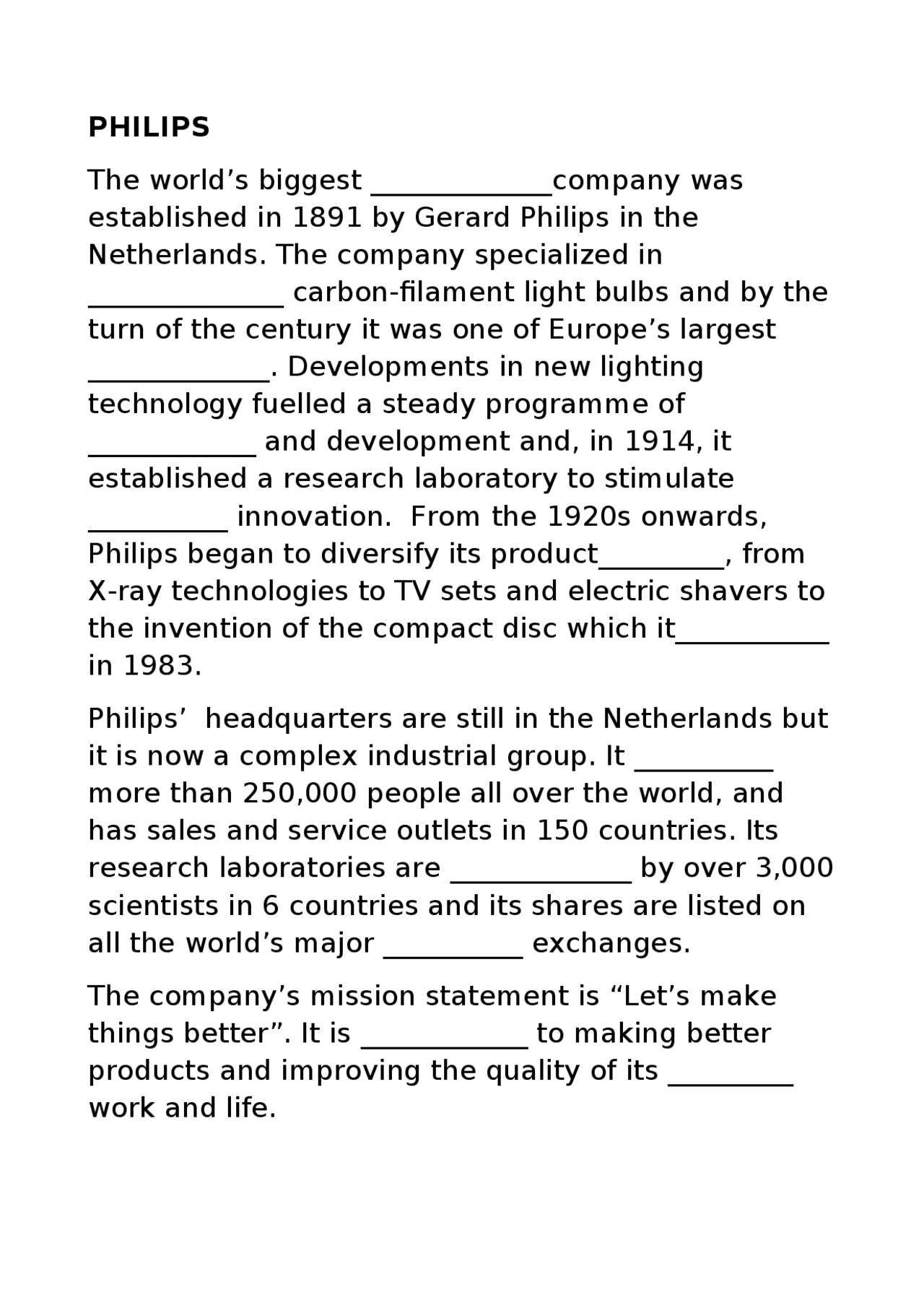 Philips company story Docsity