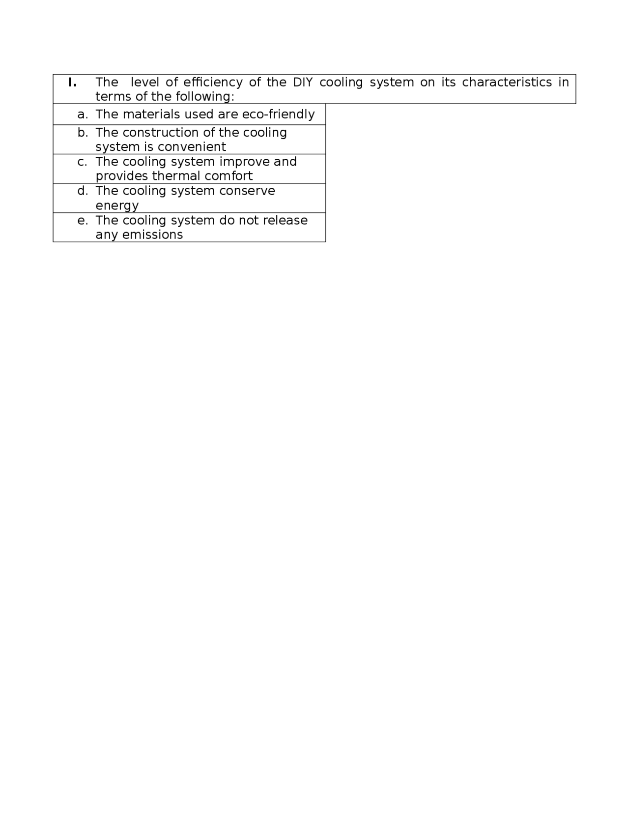 Evaluation Sheet of efficiency - Docsity