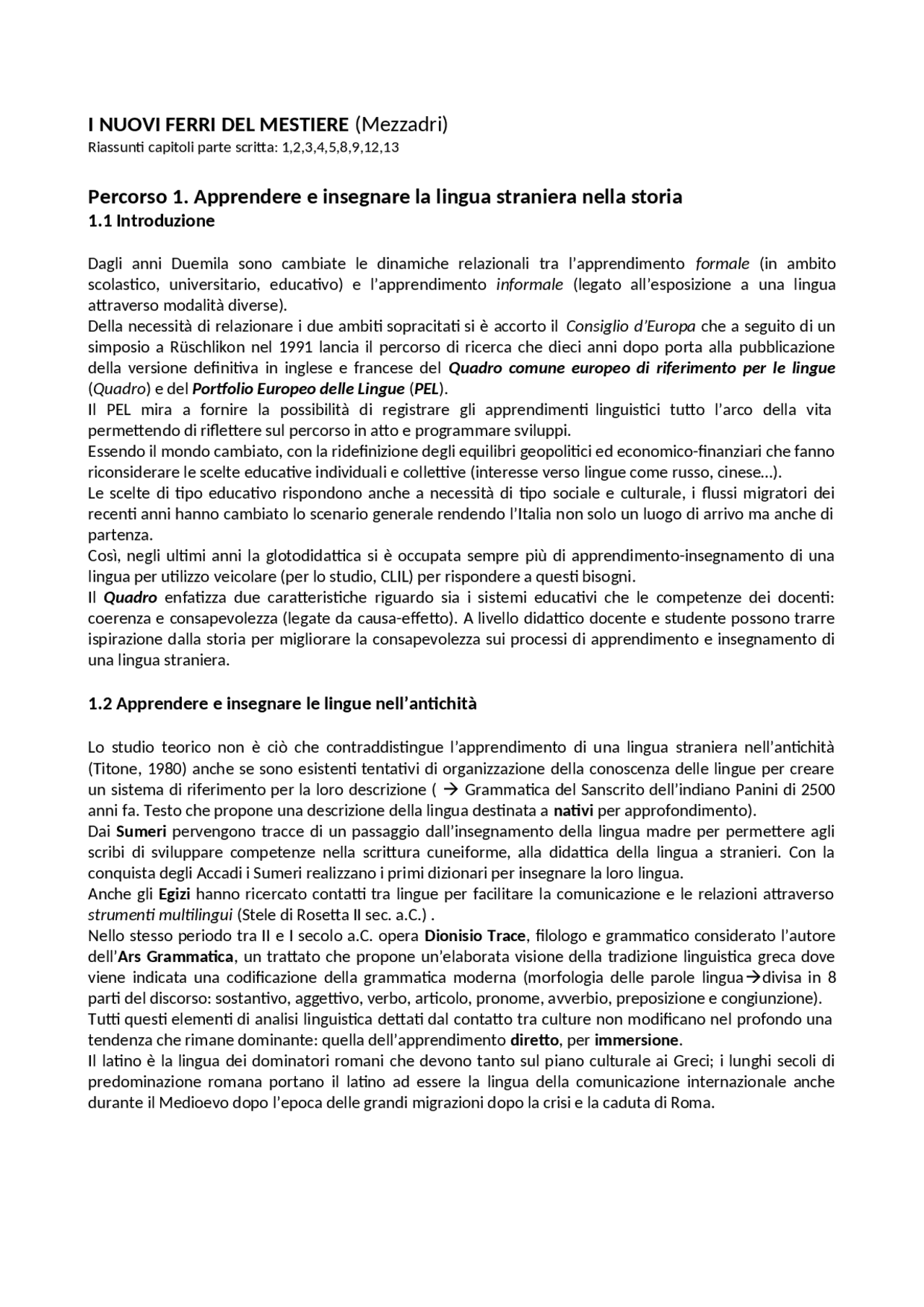 I NUOVI FERRI DEL MESTIERE Capitolo 1 Mezzadri Docsity