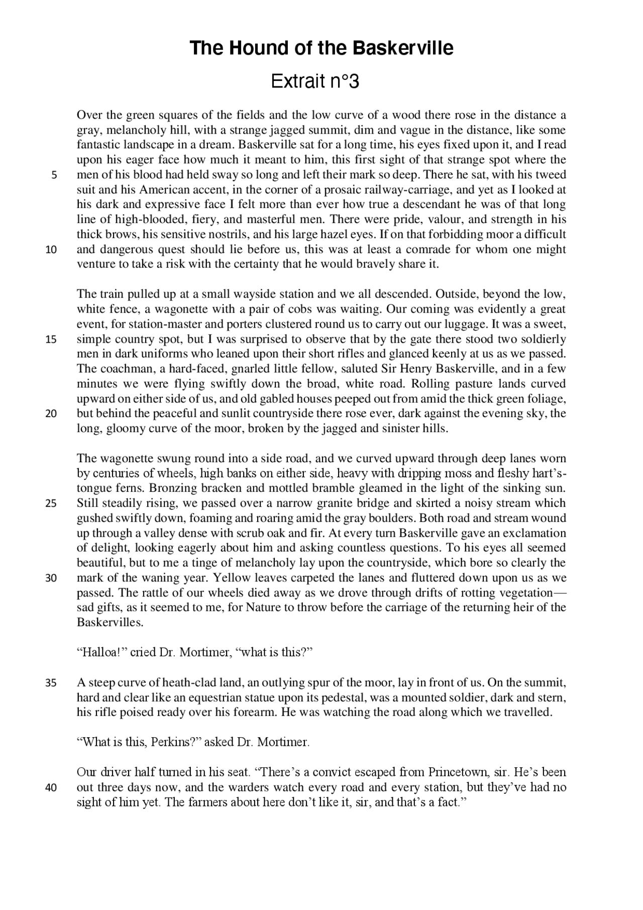 Extrait Le Chien De Baskerville Docsity