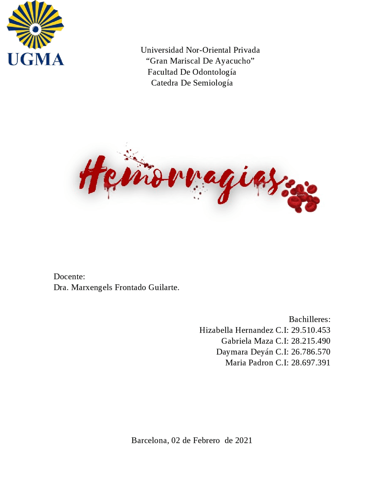 Hemorragias Patolog a Docsity