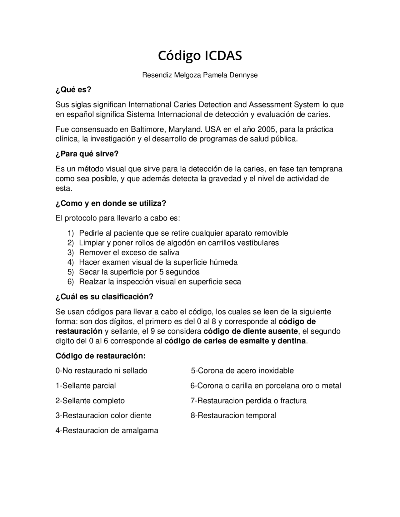 CODIGO ICDAS PARA ODONTO PREVENTIVA - Docsity