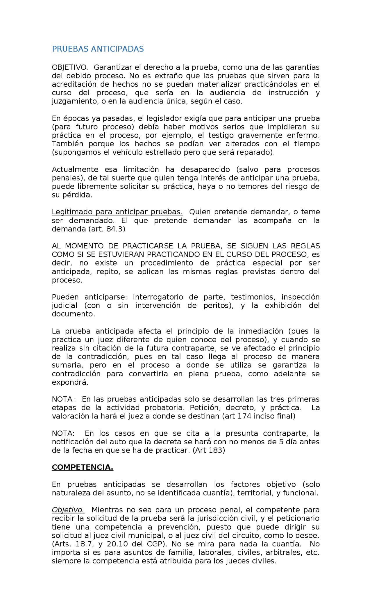 Prueba anticipada. - Docsity