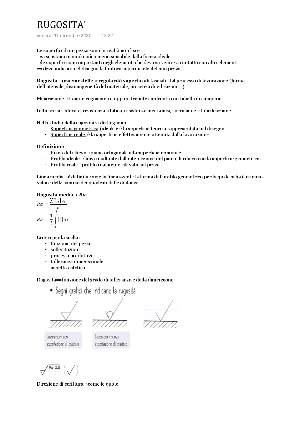 RUGOSITA' DELLE SUPERFICI - Docsity