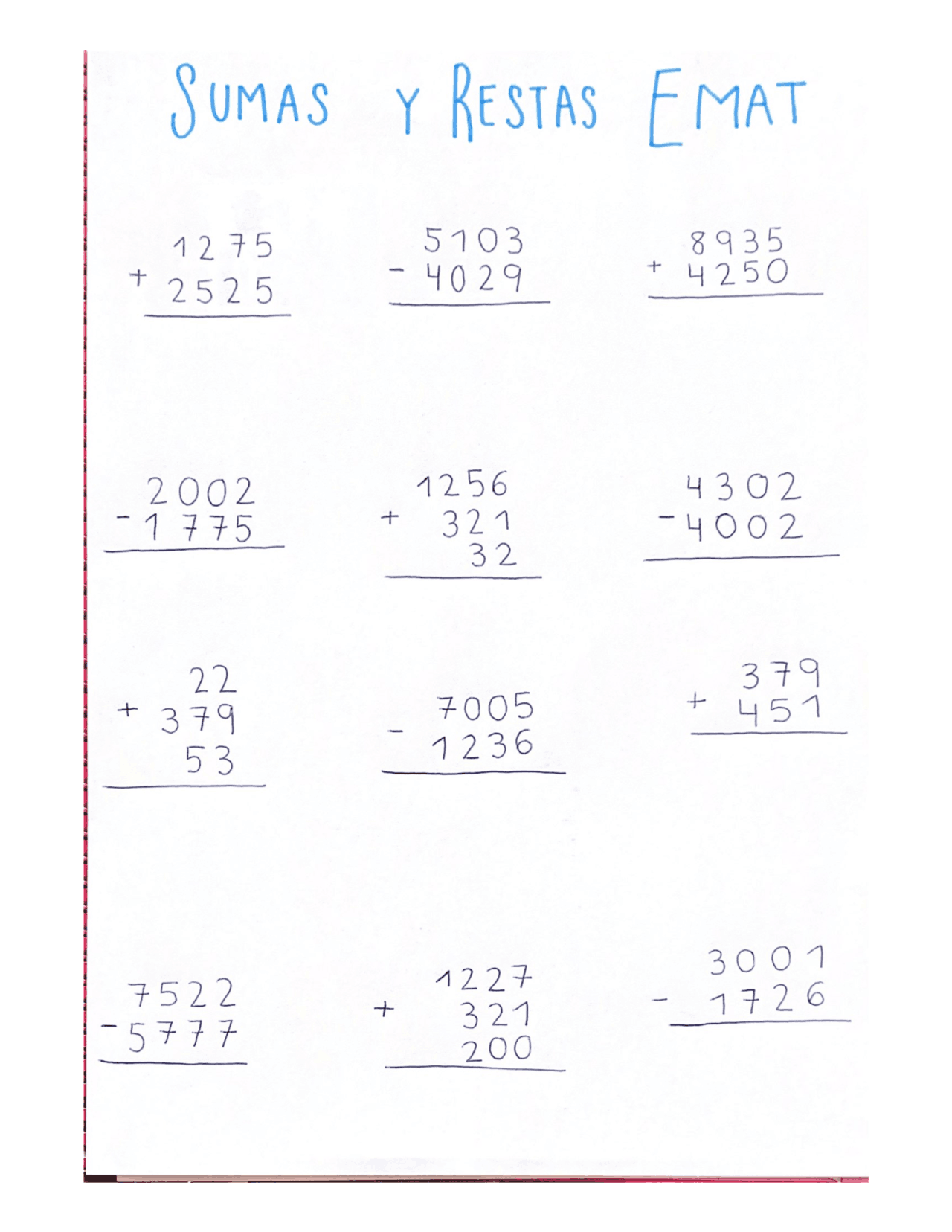 Matemáticas 3º primaria repaso operaciones - Docsity