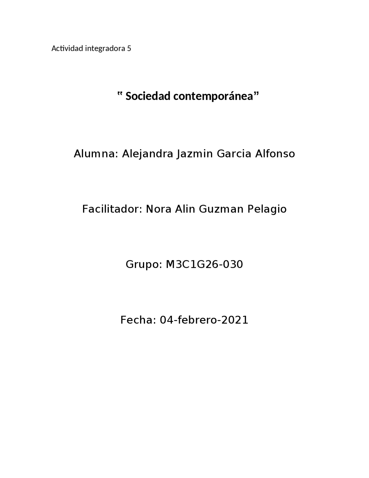 Actividad Integradora 5 Modulo 3 Docsity