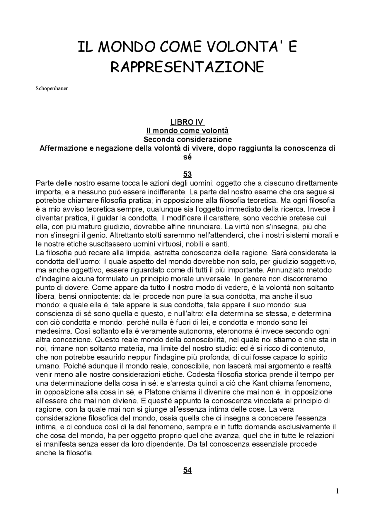 Il mondo come volontà e rappresentazione Docsity Il mondo come volontà e rappresentazione Docsity