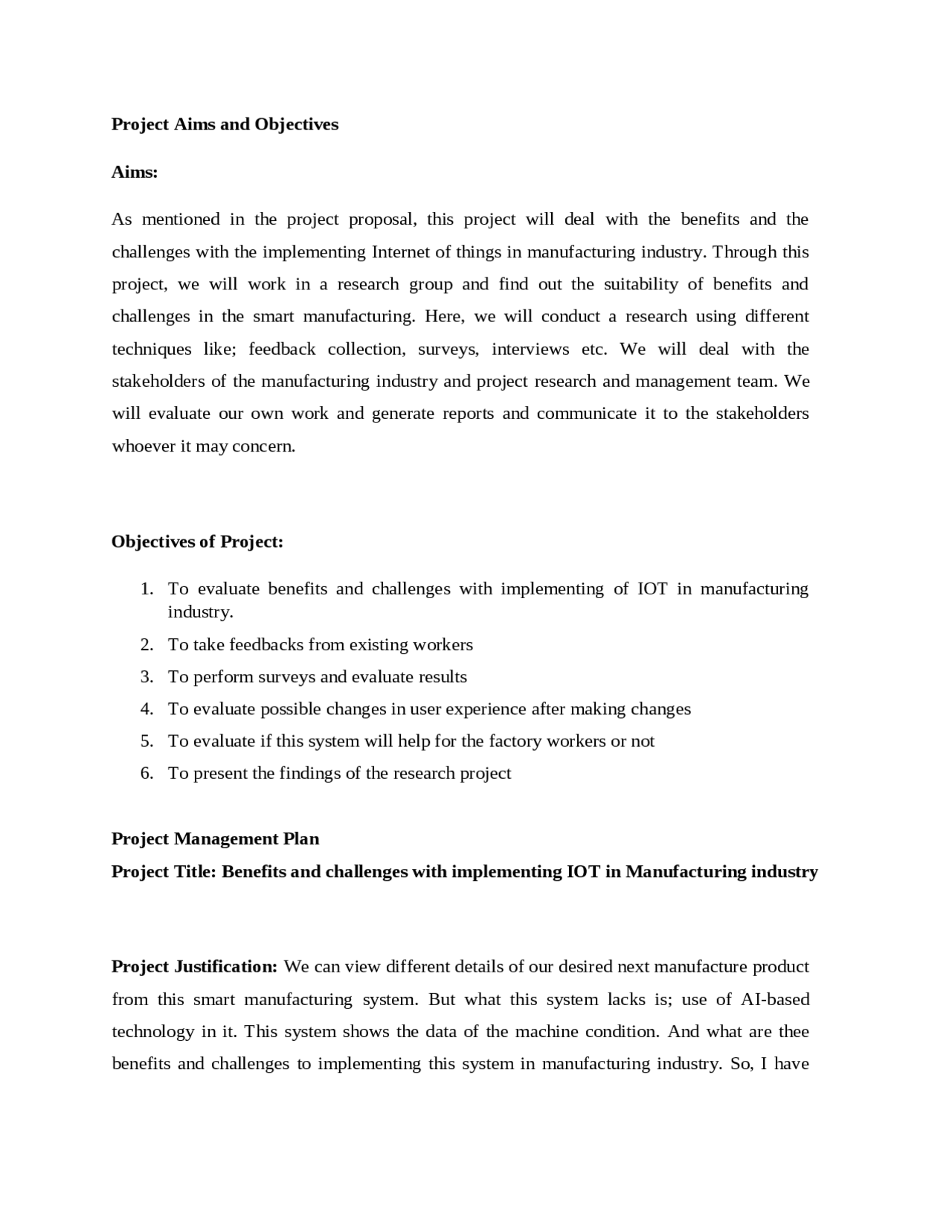 Project aims and objectives - Docsity