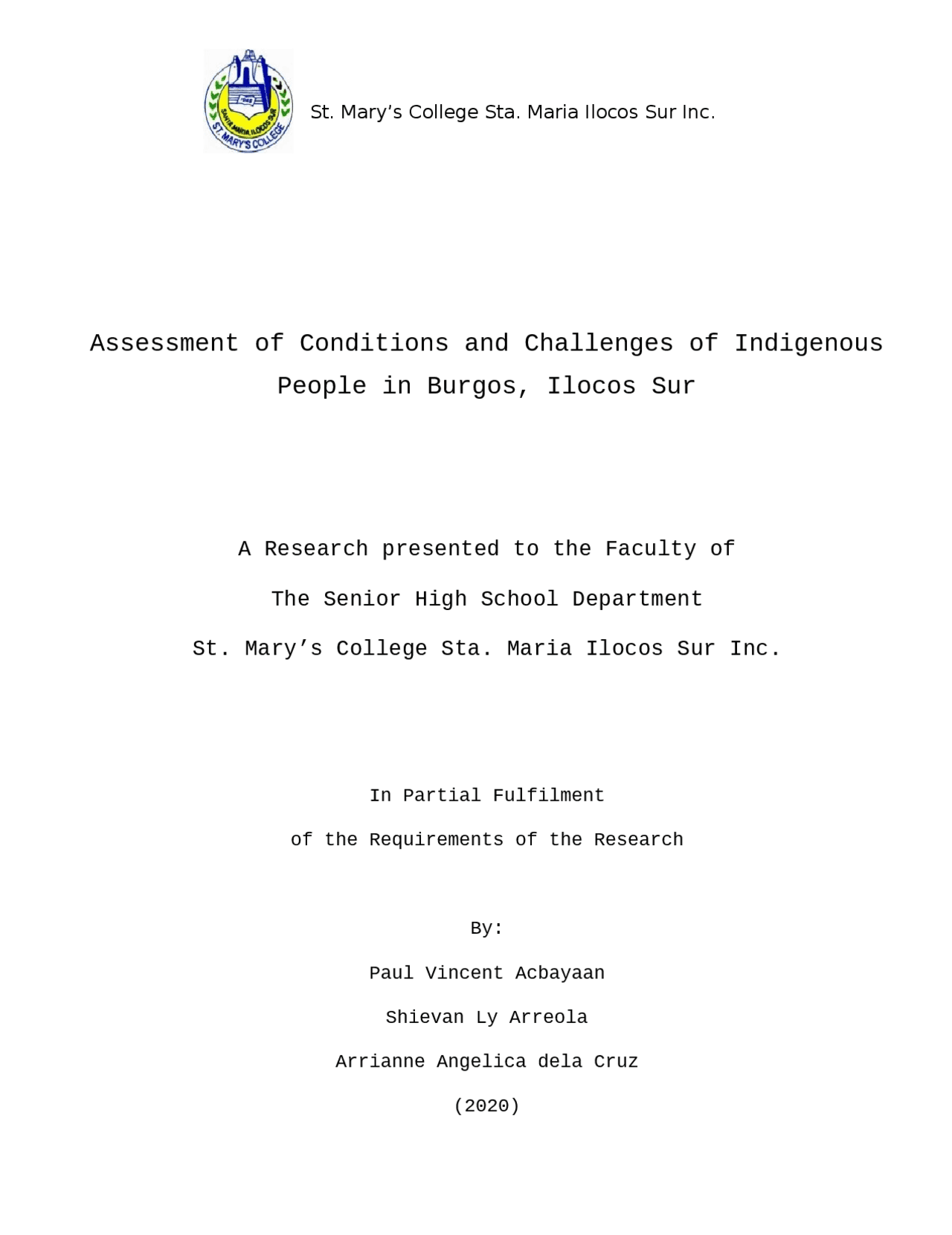 Assessment of Conditions and Challenges of Indigenous People - Docsity