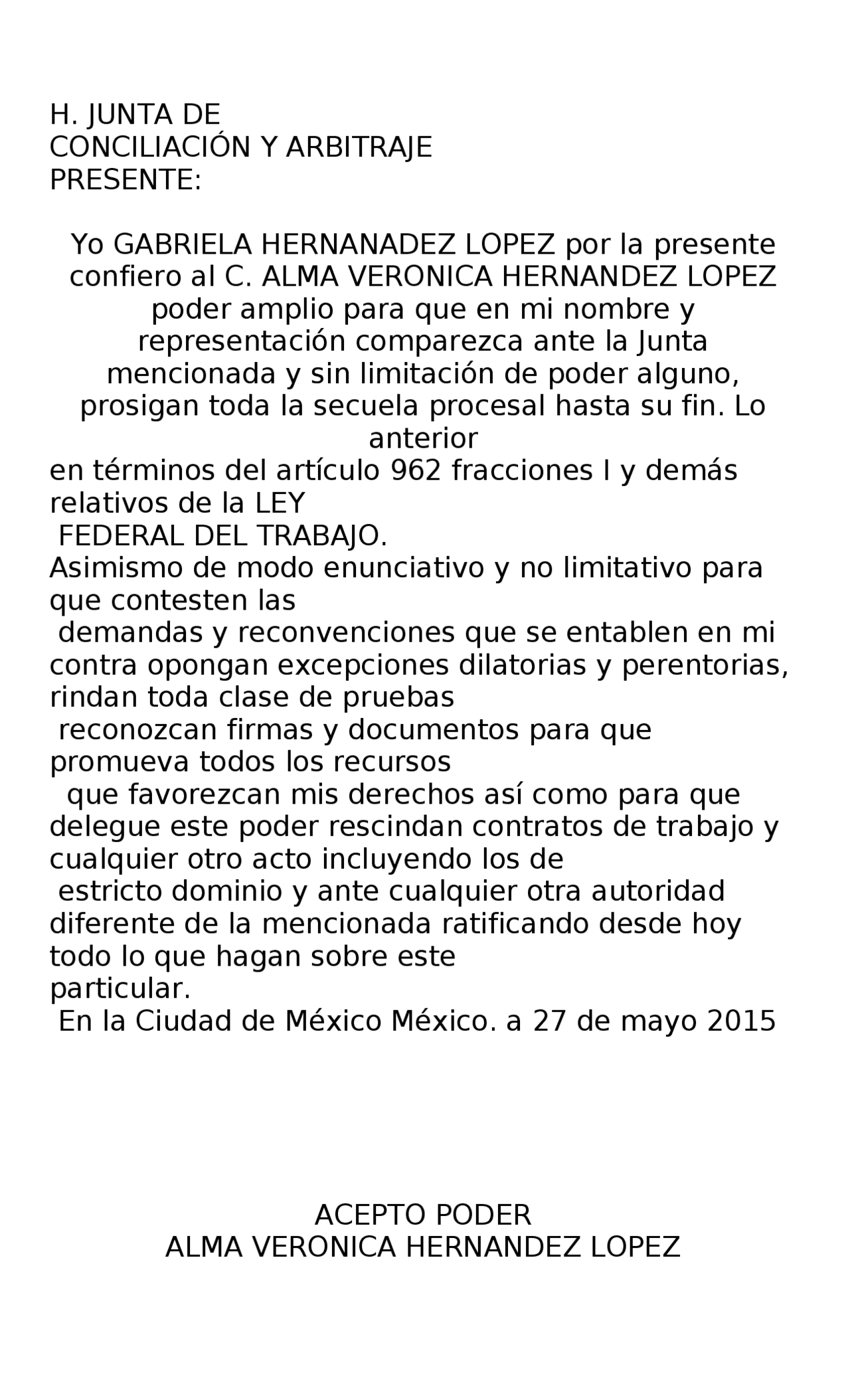 Ejemplo de una Carta Poder por la parte actora. Apuntes de Derecho Laboral Docsity Ejemplo de una Carta Poder por la parte actora. Apuntes de Derecho Laboral Docsity