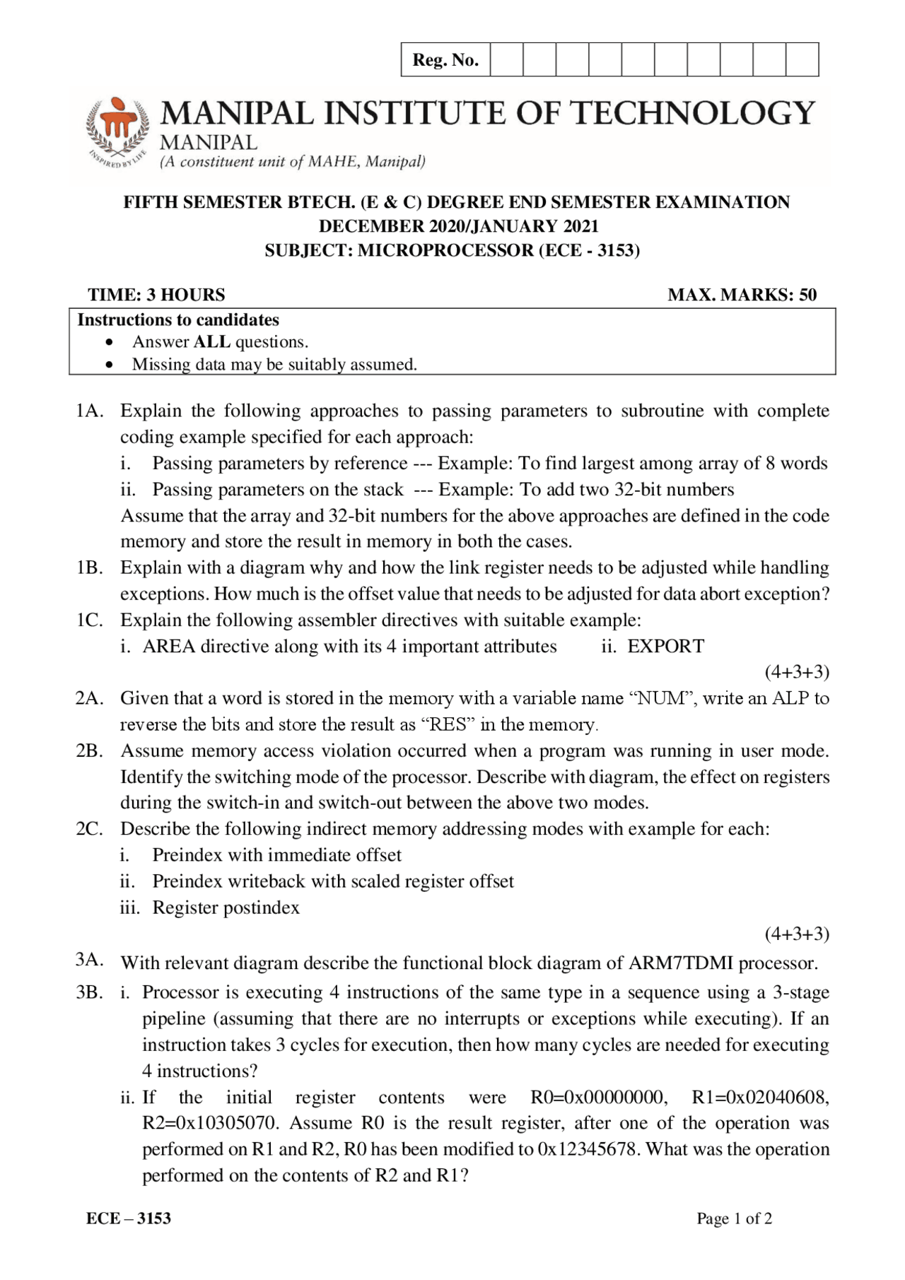 Microprocessor Project Paper Microprocessor question paper - Docsity