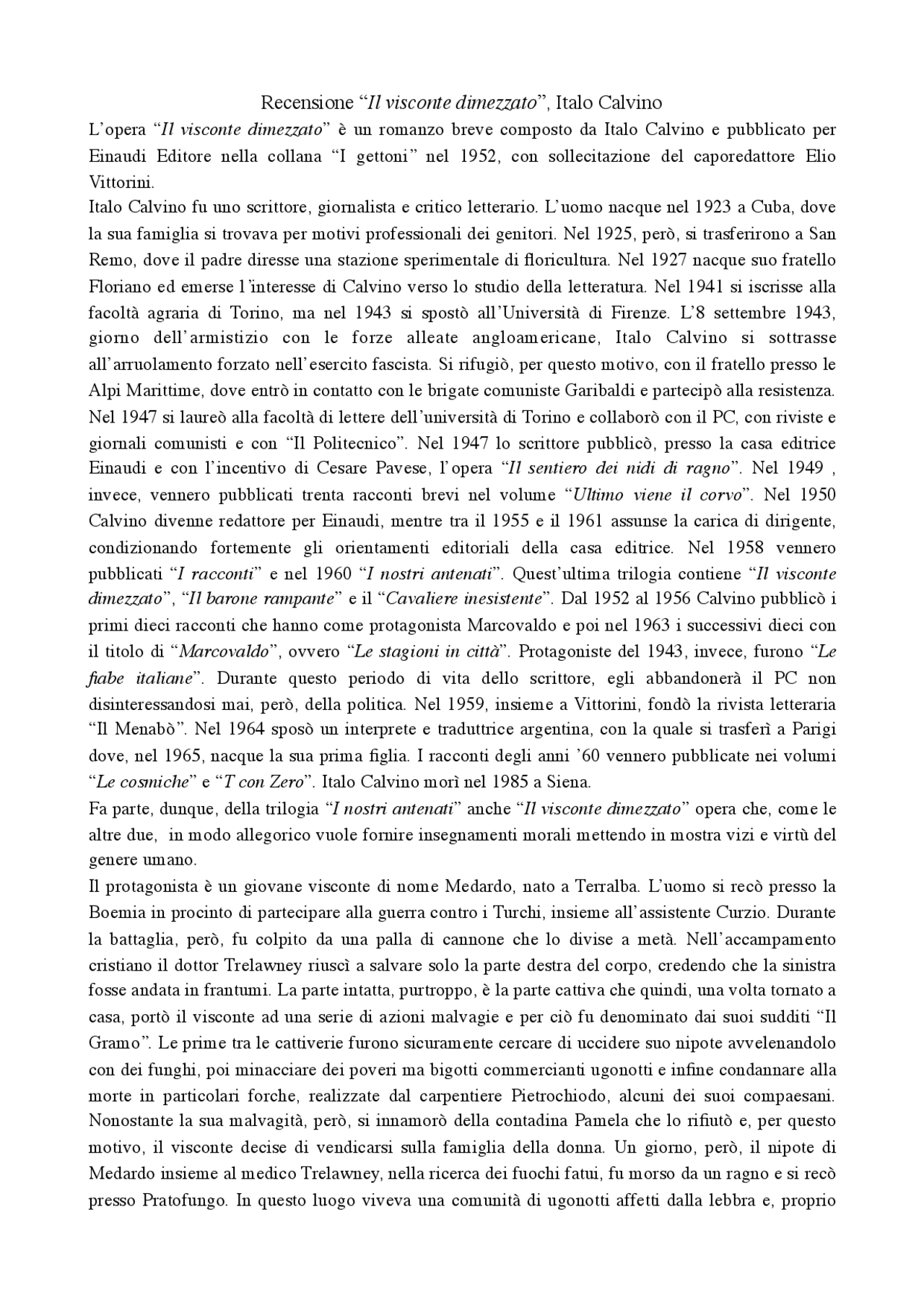 il visconte dimezzato di italo calvino