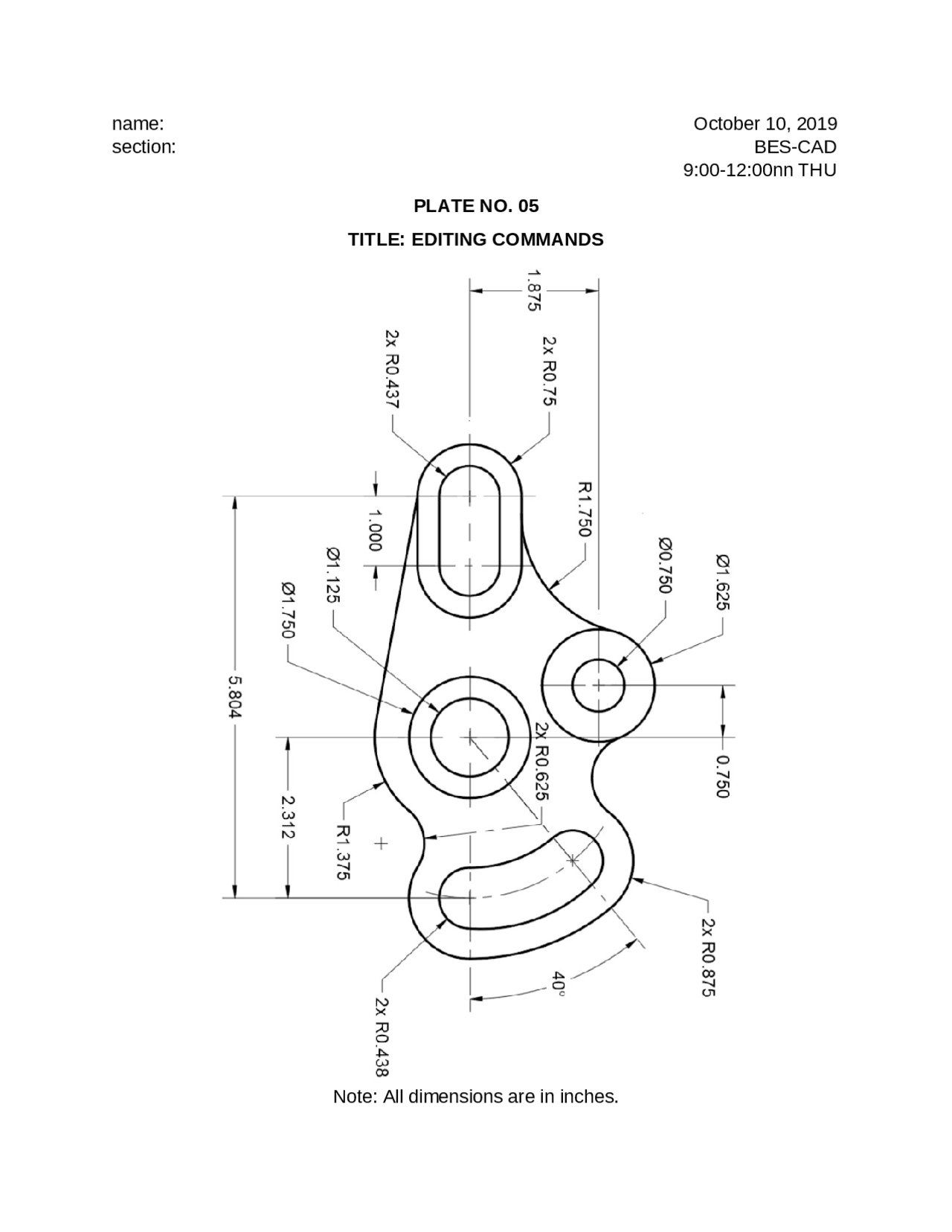 Exercise 5 in Computer Aided Design - Docsity