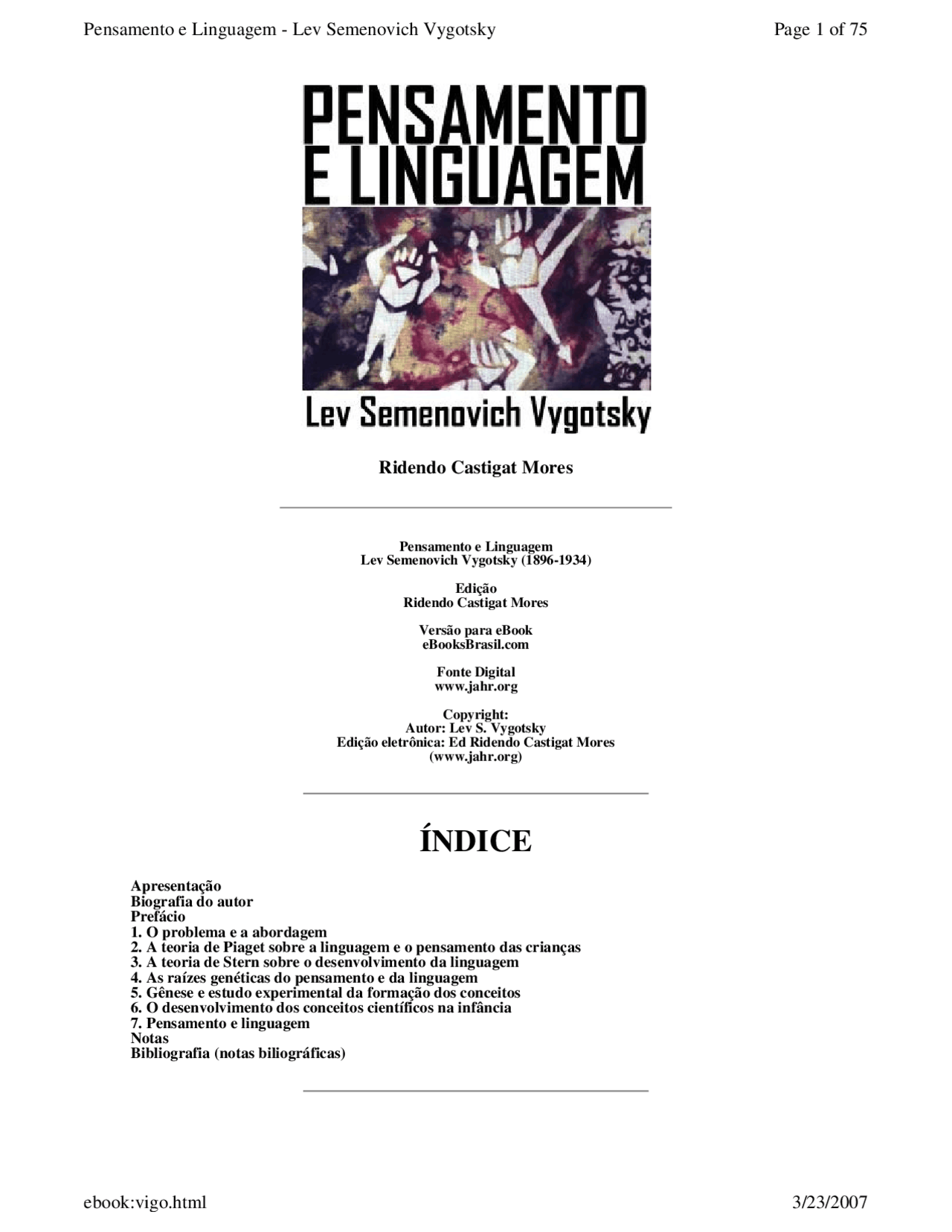 lev vygotsky pensamento e linguagem