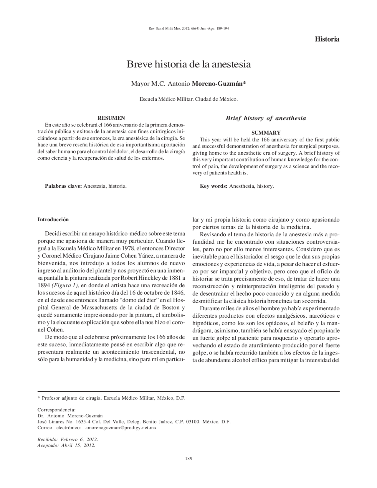 Historia De Anestesia Docsity