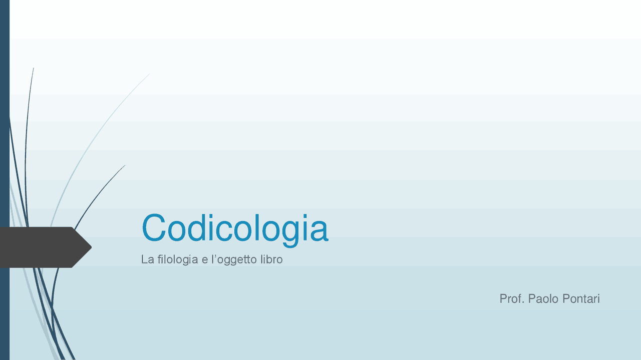 Codicologia di Filologia medievale - Docsity