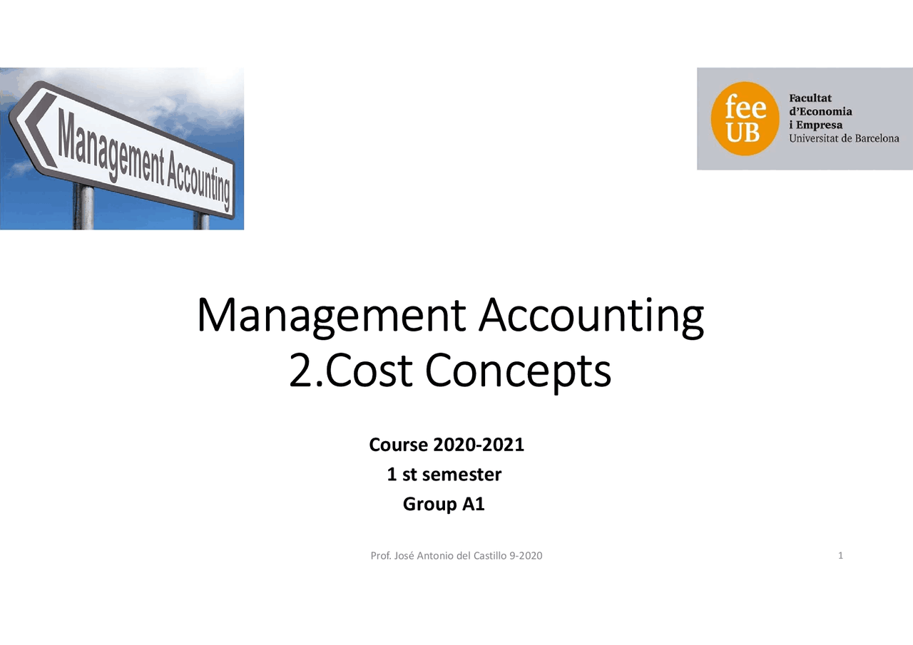 Cost concepts management accounting - Docsity