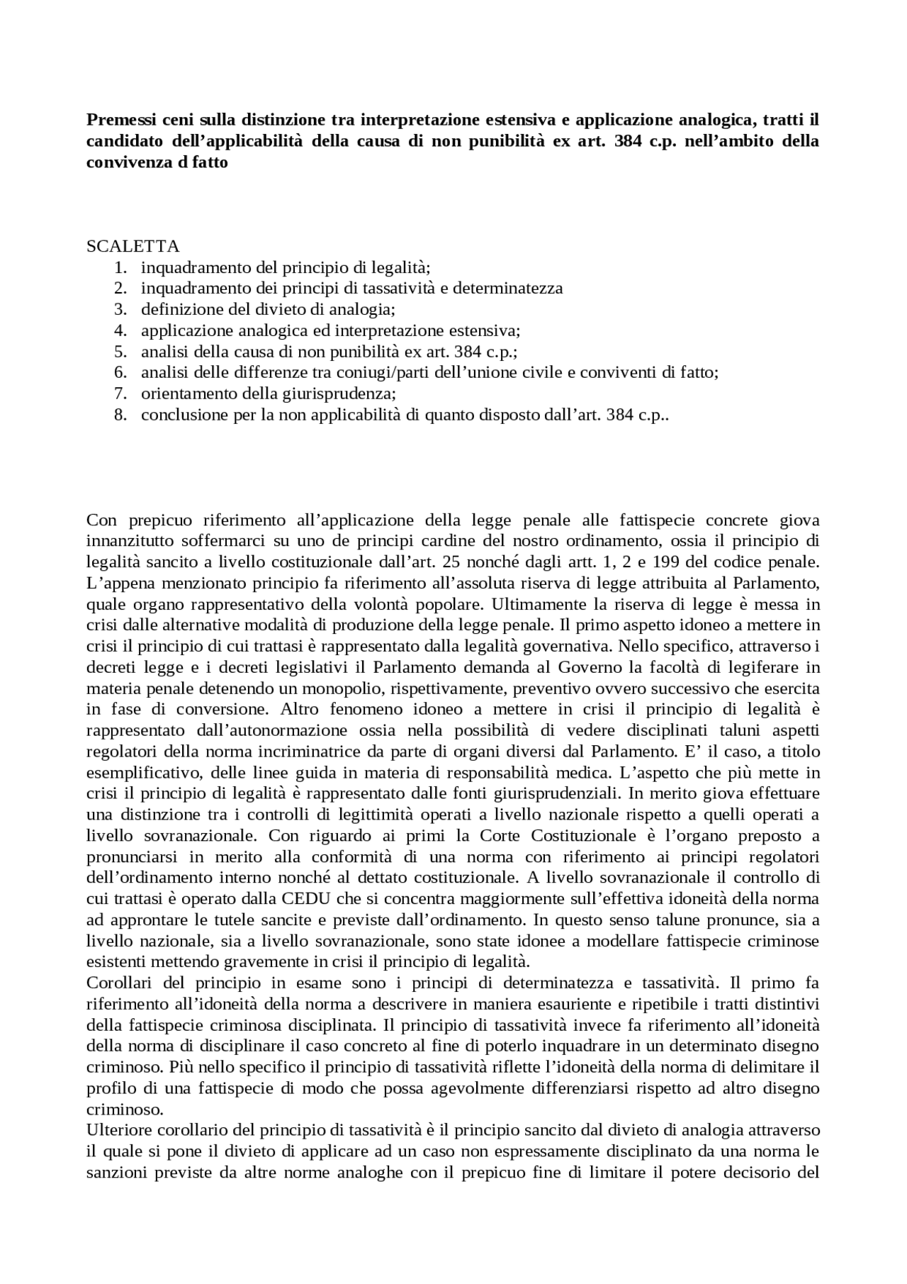 Causa di non punibilità ex art 384 cp Docsity