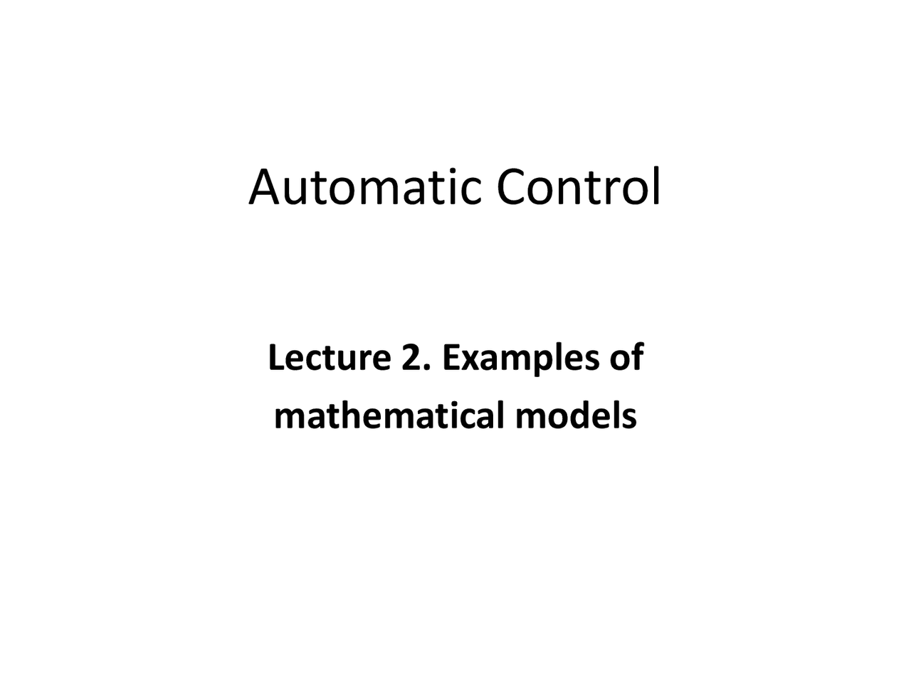 Examples of mathematical models - Docsity