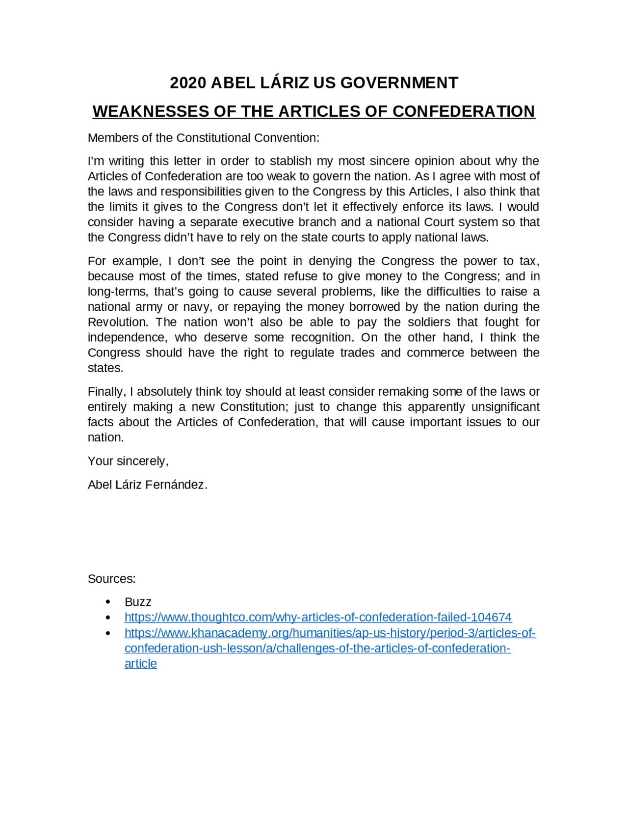 Weaknesses of the articles of confederation - Docsity