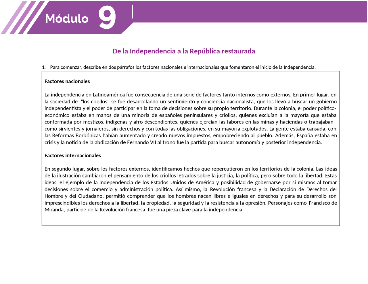 Actividad integradora 3. De la Independencia a la República restaurada
